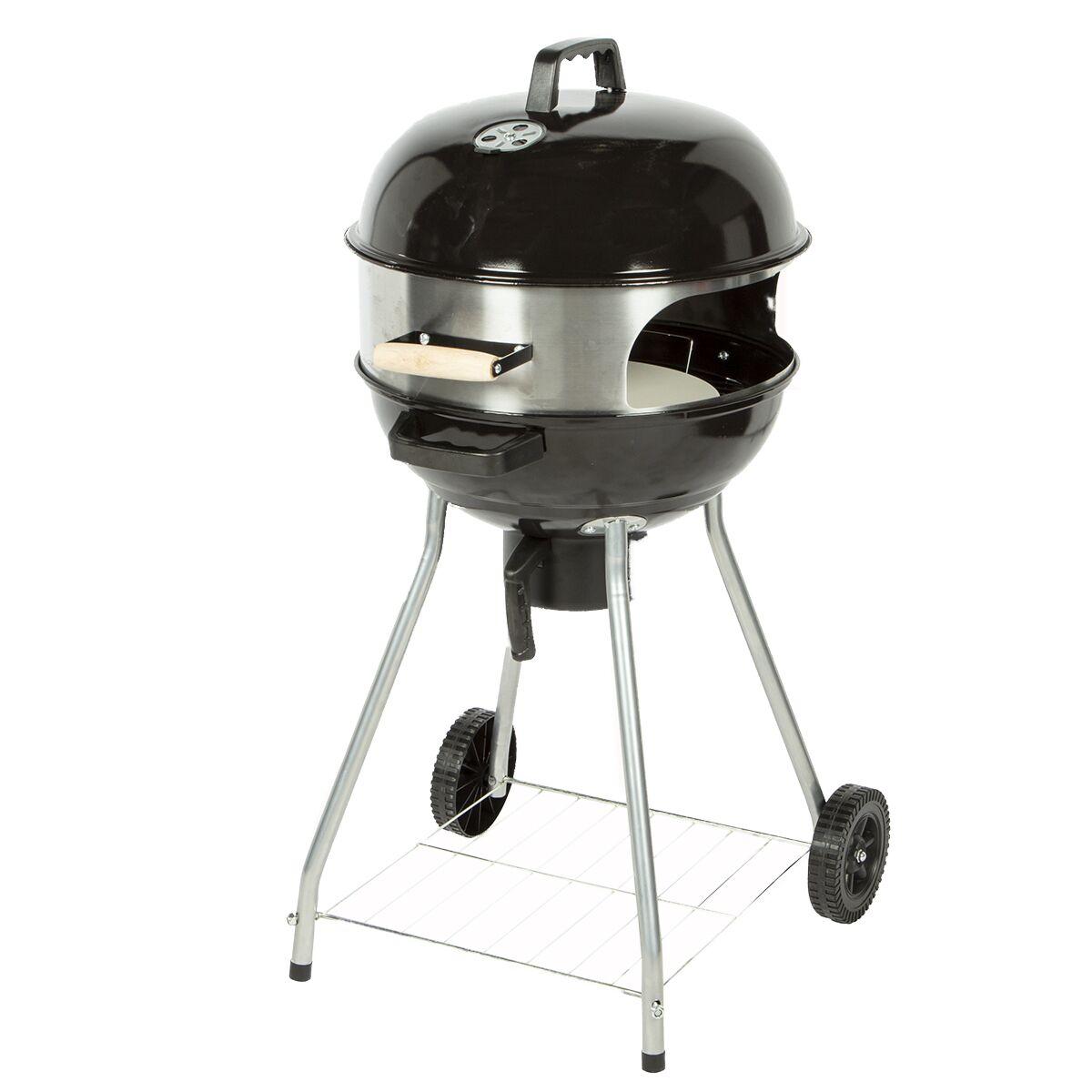 18" BBQ grill with pizza oven extension, perfect for outdoor cooking – available at Keans Claremorris.