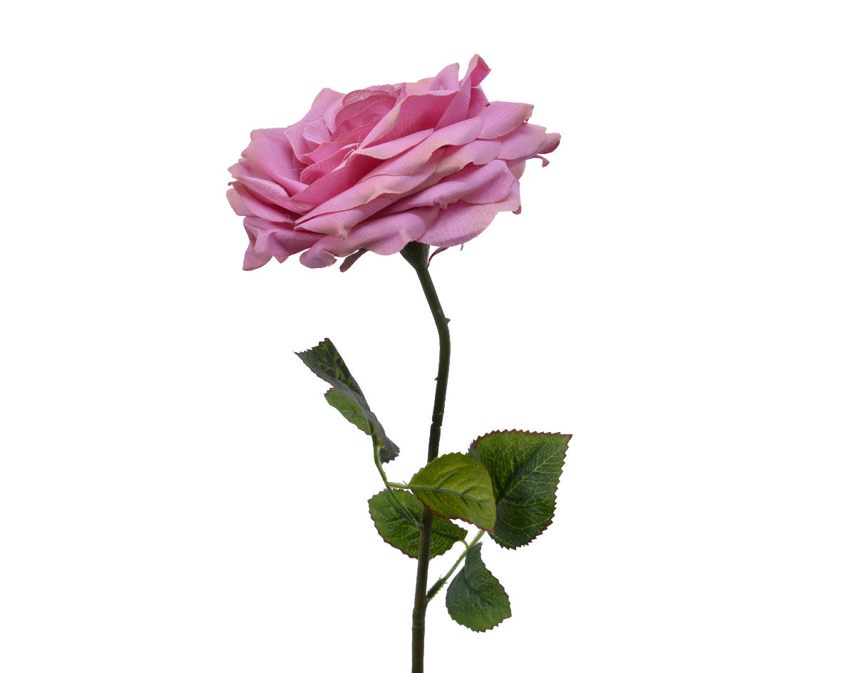 Artificial Rose on stem polyester Velvet Pink