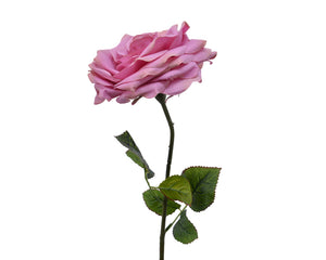 Artificial Rose on stem polyester Velvet Pink