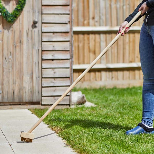 Patio Brush with Spare Head for outdoor cleaning, durable bristles, from Keans Claremorris store.