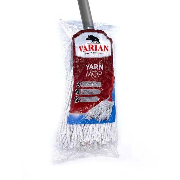 Yarn mop with absorbent cotton head and lightweight painted metal handle, refillable – Keans Claremorris.
