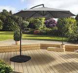 Grey 3M overhang parasol with crank, UV protection, showerproof fabric – ideal garden shade by Keans Claremorris