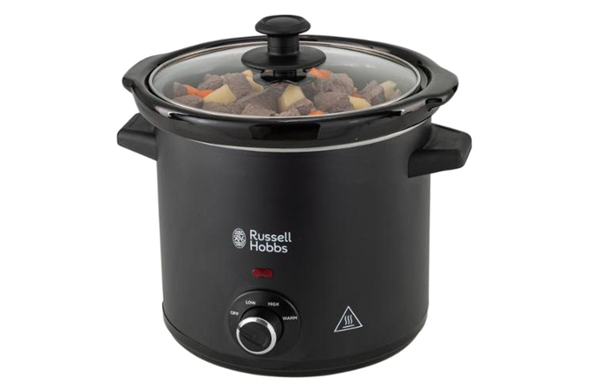 Russell Hobbs 3.5L Matt Black Chalk Board Slow Cooker with removable ceramic pot, 3 heat settings, chalk included – Keans