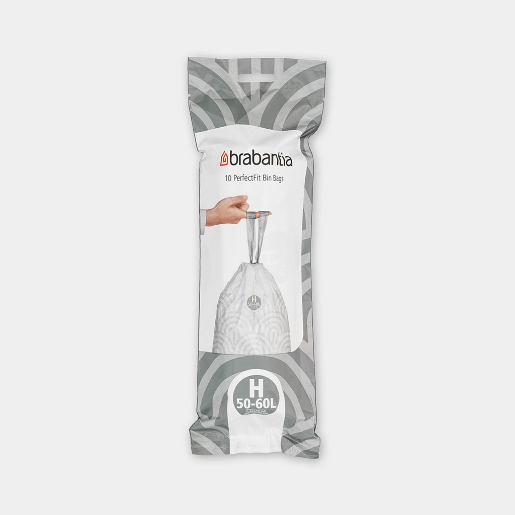 Brabantia Perfectfit Bags 50-60L Code H, 10-pack, tear-resistant, easy seal tape, color-coded, from Keans Claremorris store.