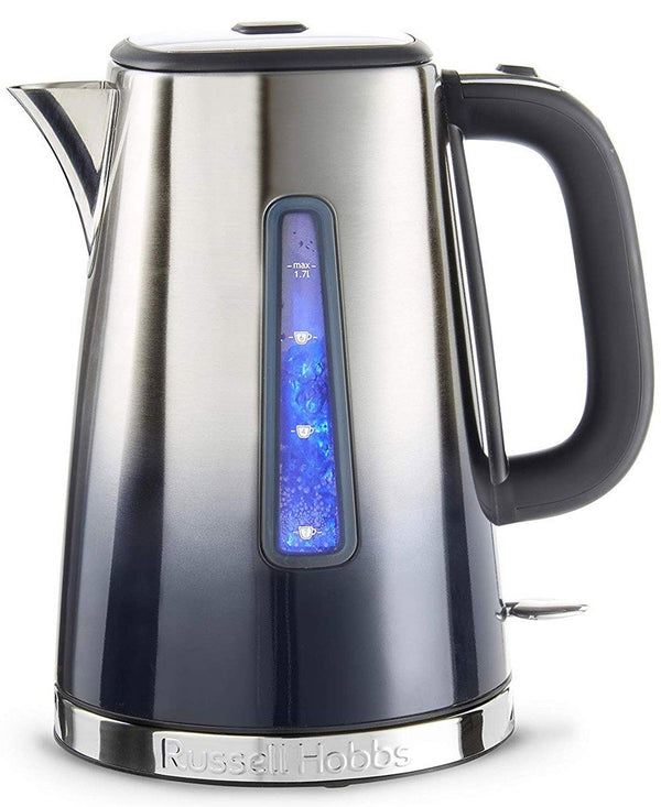 Russell Hobbs Eclipse Kettle in Midnight Blue with Quiet Boil and Rapid Boil Zones – available at Keans Claremorris.