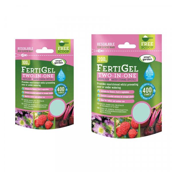Fertigel 2-in-1 fertiliser and water storing crystals 100g for pots, reduces watering, nourishes plants - Keans Claremorris