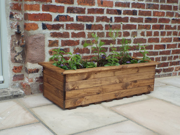 Large Trough Planter in Scandinavian Redwood with slatted base, preservative treated, durable and spacious – Keans