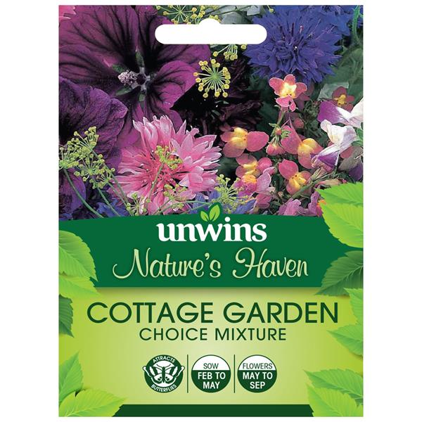 Nature's Haven Cottage Garden Choice Mixture - long flowering, butterfly-friendly wildflower seeds. Available at Keans