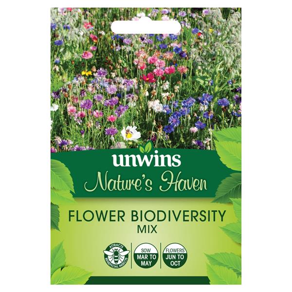 Nature's Haven Flower Biodiversity Mix - annual flowers attracting insects, blooms June-Oct, available at Keans Claremorris.