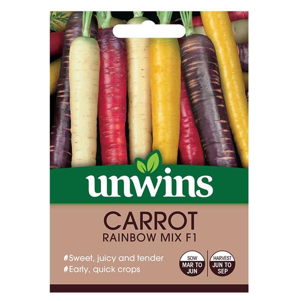 Carrot Rainbow Mix F1 - vibrant natural carrots, fast-growing, versatile cooking, available at Keans Claremorris.