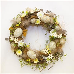Natural Egg & Feather Wreath 30cm