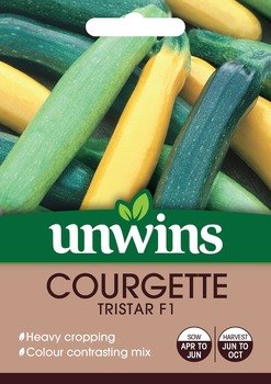 Mixed light, dark green & yellow Courgette Tristar F1 seeds, heavy cropping, 8 seeds – Keans Claremorris.