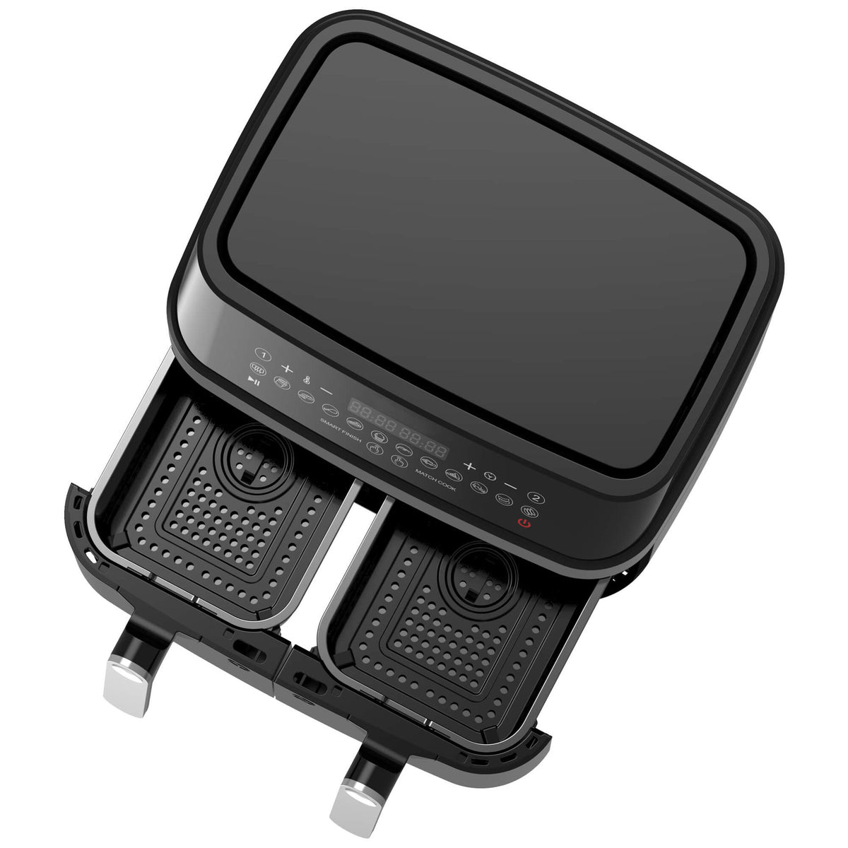 Turbotronic Double Basket Air Fryer in Black with dual baskets, available at Keans Claremorris.
