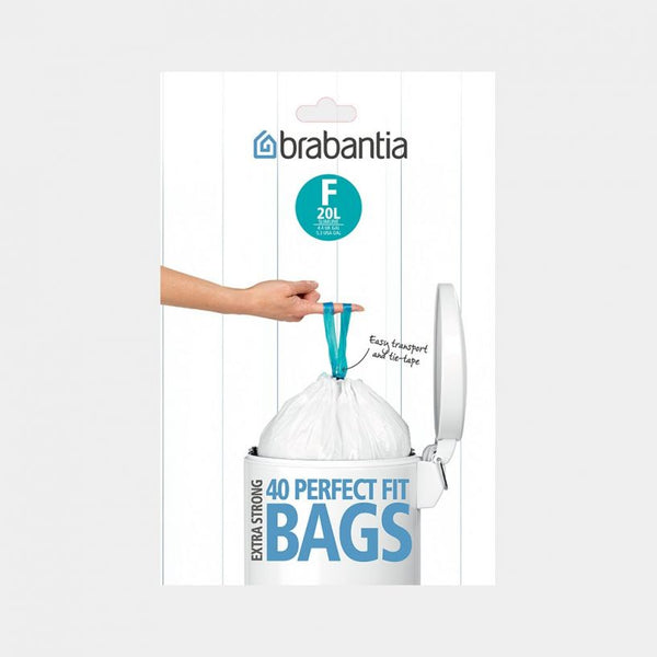 Perfect fit Bags Code F 20L Slim, 20 Pcs - White Brabantia