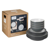 Denby Elements Fossil Grey 12 Piece Stoneware Tableware Set, durable, handcrafted in England, available at Keans Claremorris