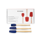 Le Creuset Set of 3 Azure silicone spatulas with basting brush, heat-resistant, dishwasher safe, available at Keans