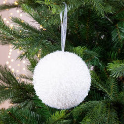 White Bauble with Ice Finish, 10 cm Christmas Ornament – Keans Claremorris
