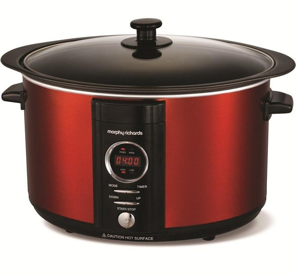 Morphy Richards 6.5L Red Digital Slow Cooker with 3 settings, dishwasher safe pot, cool touch handles – Keans Claremorris
