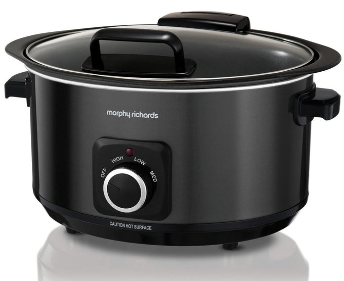Morphy Richards 6.5L slow cooker with hinged lid, non-stick sear & stew pot, 3 heat settings – Keans Claremorris.