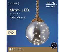 Micro LED Ball W Rope Light 40L WW 20cm