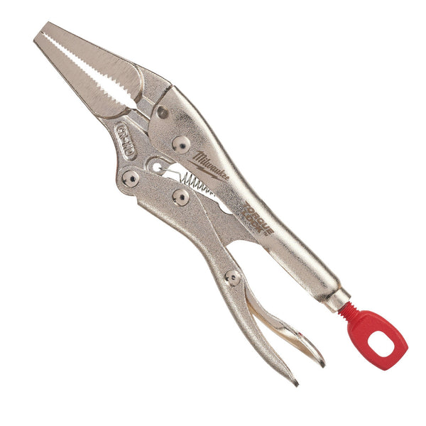 6in Long Nose Torque Locking Pliers with hardened jaws, chrome rust protection, and lever release – Keans Claremorris.