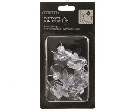 Set of 12 Suction Cups – Outdoor (Clear Plastic, L.3.5cm × W.3.5cm × H.1.5cm) - Image 1