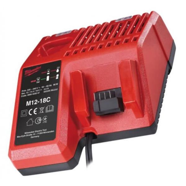 M12-18C Twin Port Charger for M12, M14, M18 REDLITHIUM batteries, fast recharge, available at Keans Claremorris.