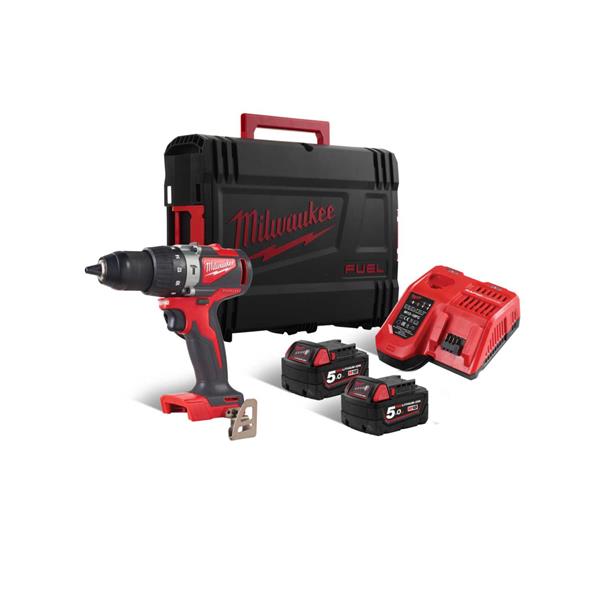 Milwaukee M18 Compact Brushless Percussion Drill 85Nm, 2x5Ah batteries, rapid charger, HD case – Keans Claremorris