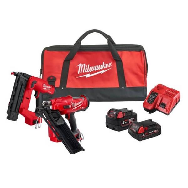 MILWAUKEE M18 FUEL Nailer Twin Pack with brushless motor, wireless, REDLITHIUM battery compatible – Keans Claremorris