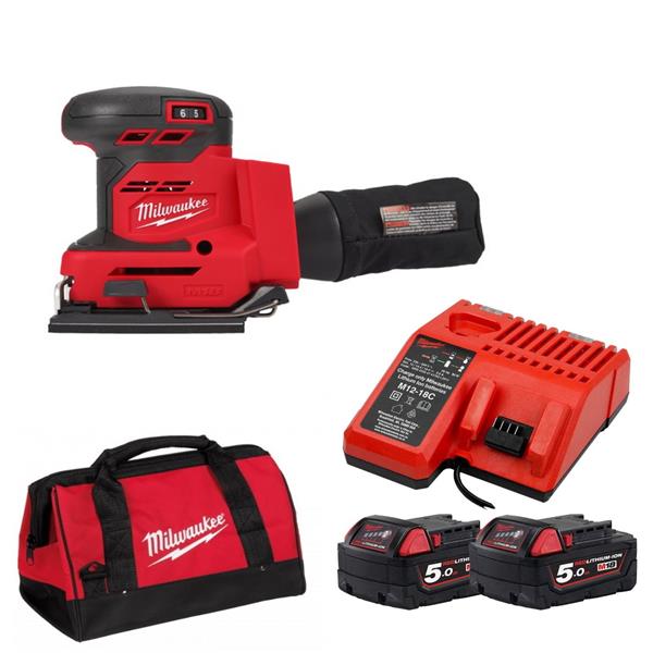 Milwaukee M18BQSS-502B M18™ Brushed Quarter Sheet Sander (2x5.0Ah) - KeansClaremorris