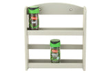 Grey 2-tier wooden spice rack, wall or cabinet mount, holds 10 jars, easy hand wipe – Keans Claremorris