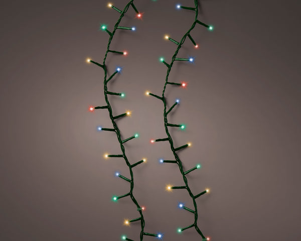 LED Compact Outdoor Lights, 500 multi-coloured LEDs, 8 twinkle functions, green cable, 8-hour timer – Keans Claremorris