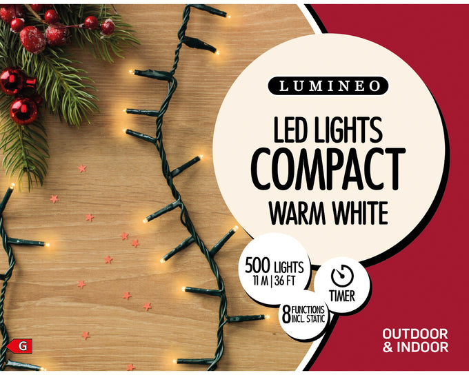 LED Compact Outdoor Lights Warm White Twinkle 1100cm 500 LEDs – Keans Claremorris