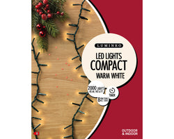 LED Compact Outdoor Lights Warm White Twinkle 2000L 45m by Keans Claremorris, perfect for festive decoration