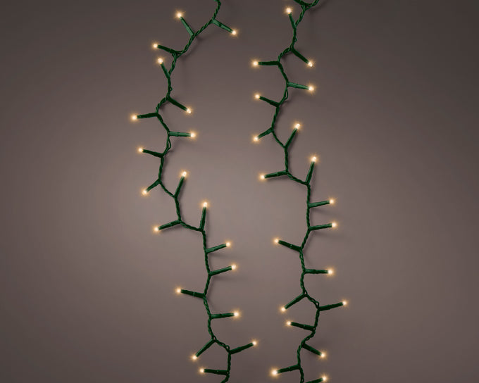 LED Compact Outdoor Lights, 2000 Warm White LEDs, 45m Green Cable, 8-Function Twinkle, IP44 – Keans Claremorris