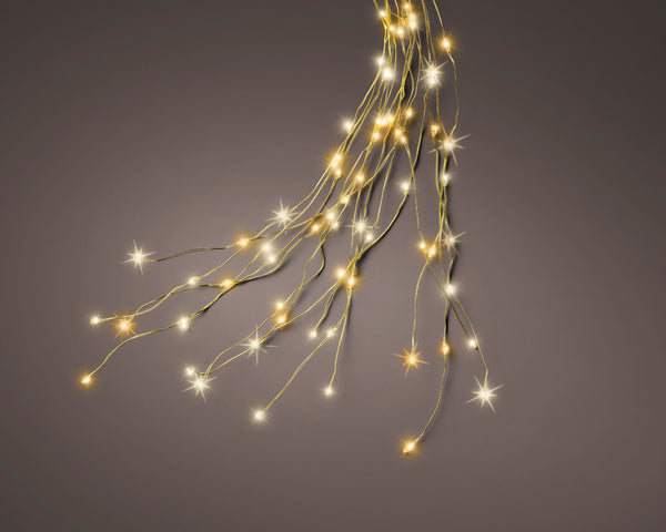 672 warm white micro LED tree lights with flashing effect, outdoor/indoor, gold cable, 7ft tree, Keans Claremorris