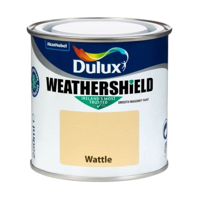 Dulux Weathershield Wattle Tester 250ml, durable matt exterior masonry paint, crack-resistant, waterproof, from Keans