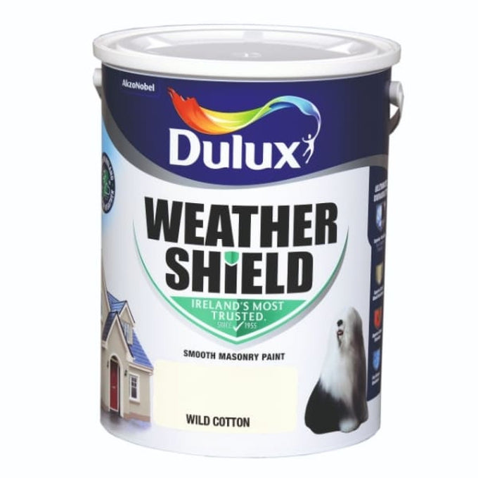 Dulux Weathershield Wild Cotton 5L exterior masonry paint, durable, waterproof, fade & stain resistant – Keans Claremorris