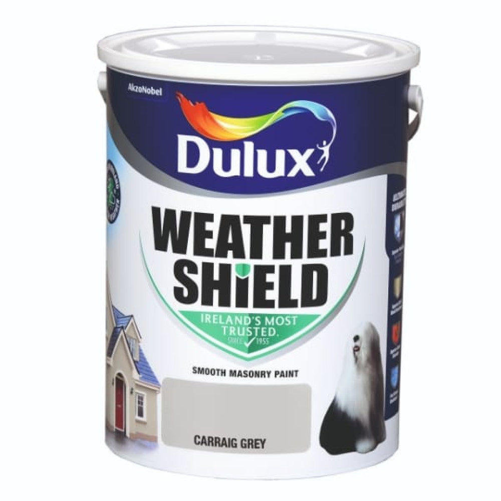 Dulux Weathershield Carraig Grey 5L exterior paint with superior durability, colour retention, and mould resistance – Keans