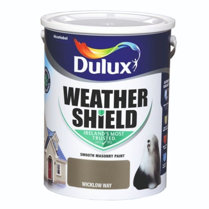 Dulux Weathershield Wicklow Way 5L exterior masonry paint, durable, waterproof, fade-resistant, matt finish – Keans