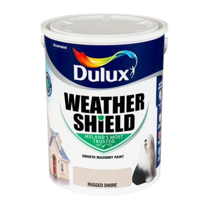 Dulux Weathershield Rugged Shore 5L exterior masonry paint, durable, waterproof, fade-resistant, matt finish – Keans