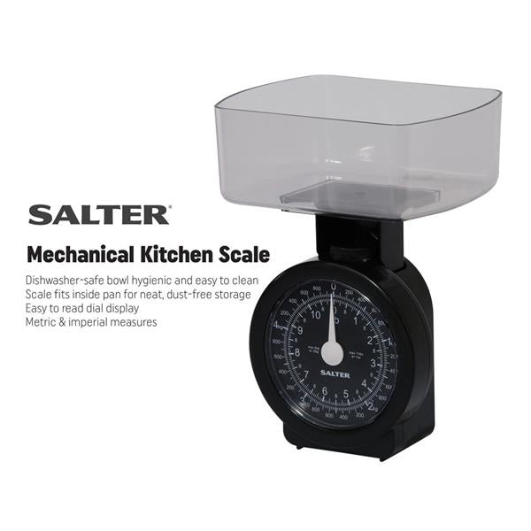 Salter 5Kg digital kitchen scales in black and clear, precise weighing, available at Keans Claremorris.
