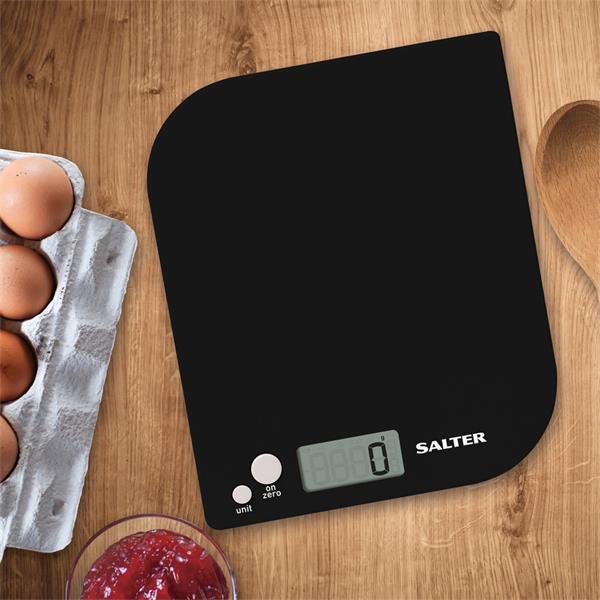 Salter Electronic Kit Scales 'Leaf' Black - compact digital kitchen scale, precise weighing, available at Keans Claremorris