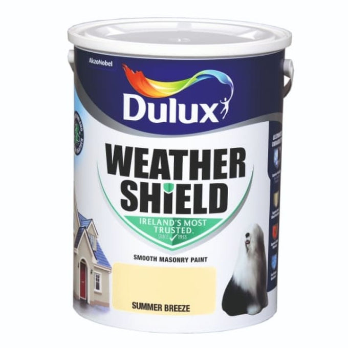 Dulux Weathershield Summer Breeze 5L exterior masonry paint, durable, waterproof, fade-resistant, matt finish – Keans