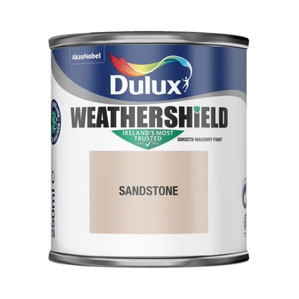 Dulux Weathershield Sandstone 250ml exterior masonry paint, durable, waterproof, fade-resistant, matt finish – Keans