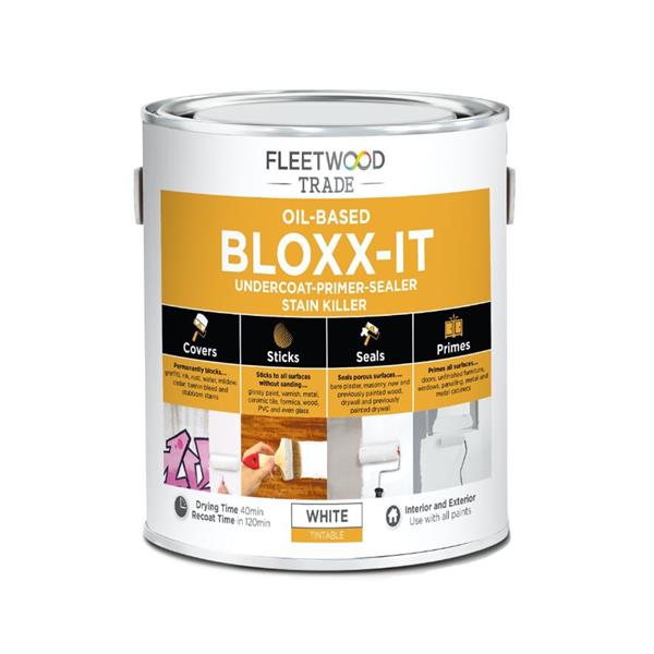 Fleetwood Bloxx-it Oil Base Primer 1L White, stain killer, fast drying, interior/exterior use – Keans Claremorris
