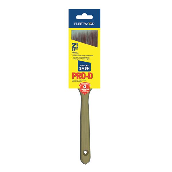 Pro-D Angled 2.5" Sash Paint Brush with premium SRT filaments, angled head for precision, ideal for window frames - Keans