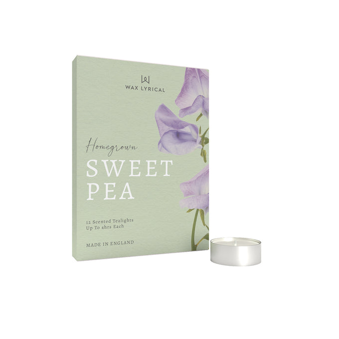 Wax-Lyrical Sweet Pea Tealights 12pk, 4-hour burn, floral scent with violet, musk & vanilla – Keans Claremorris.