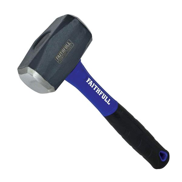 Faithfull Club Hammer 1.81kg with fibreglass handle and rubber grip, hardened steel head, heavy-duty, from Kean’s