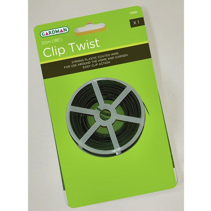 Gardman Clip Twist & Cutter 30m plastic coated wire with integral cutter for garden use – available at Keans Claremorris.